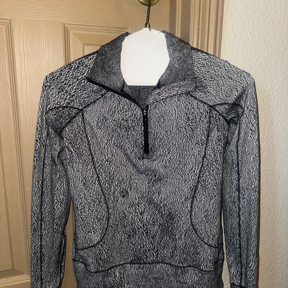Lulu lemon Heathered Black and White Quarter-Zip Pullover